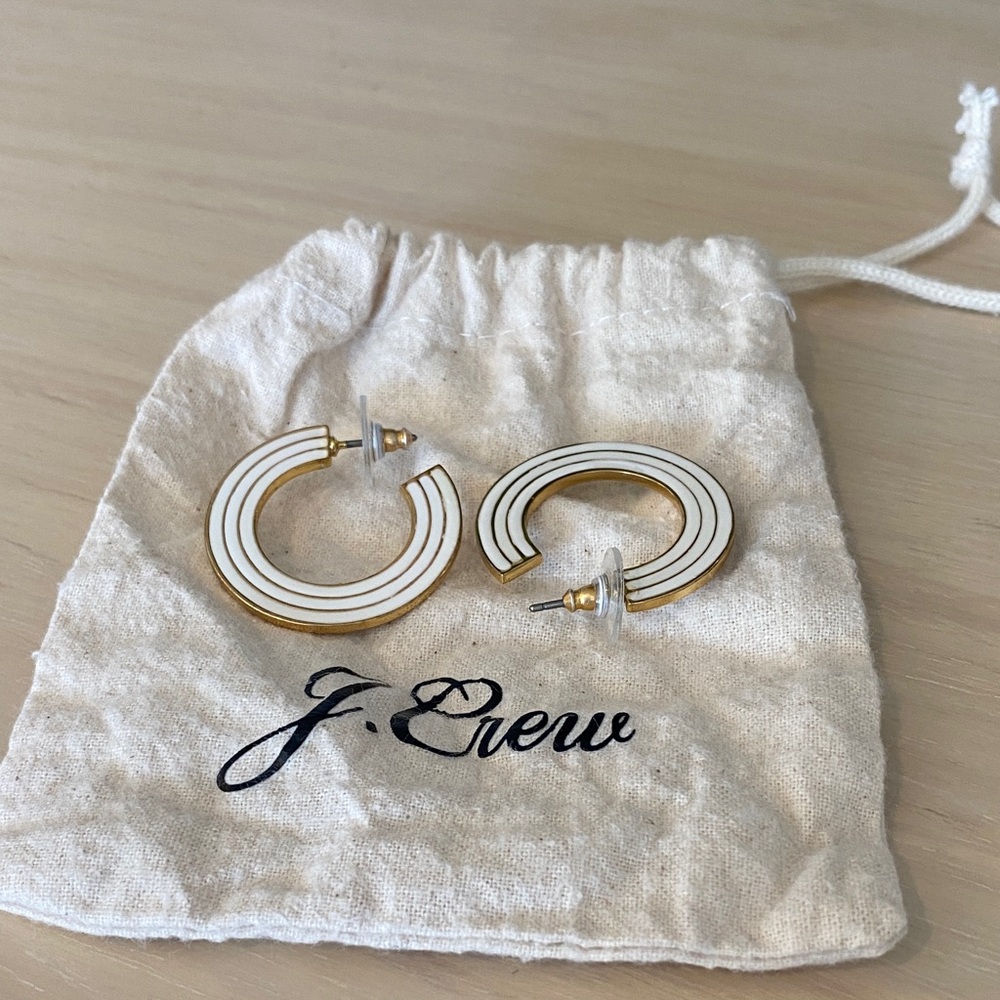 J. Crew White and Gold Circular Earrings
